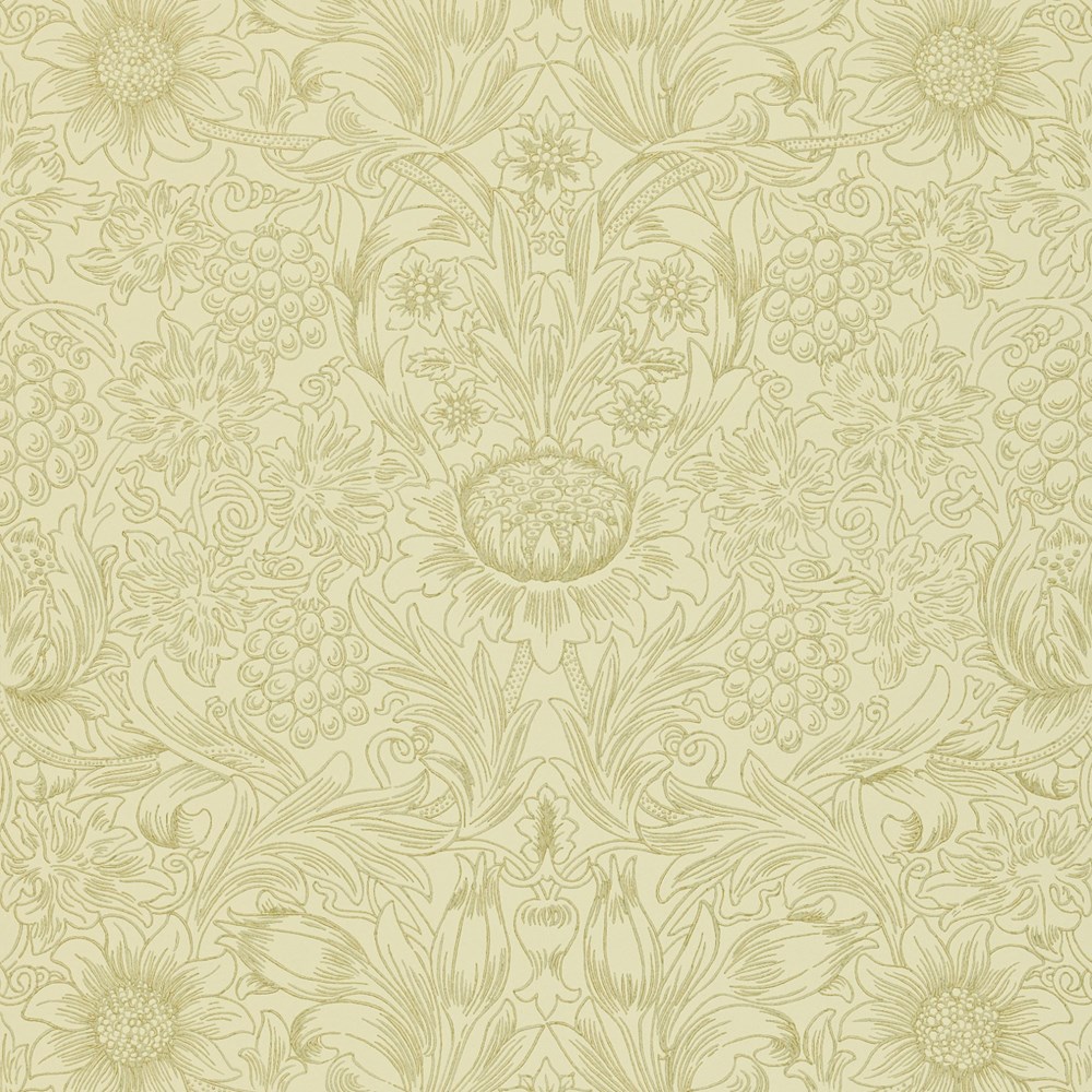 Sunflower Etch Wallpaper 105 by Morris & Co in Parchment Gold